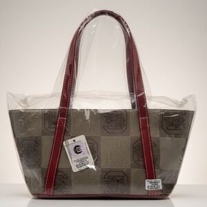 South Carolina Gamecocks NWT Tote Bag Purse Garnet Checkered Logo 12x7 USC NCAA